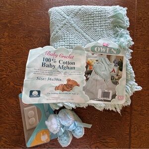 Baby Afghan in Light Blue + items
